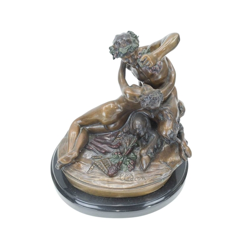 45 - After Claude MICHEL 'CLODION' (1738-1814). A 20th century painted bronze figure group, depicting Bac... 