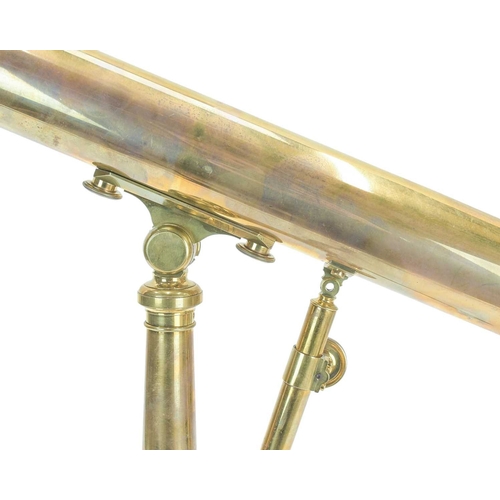 A late George III 2 inch brass refracting telescope on tripod stand ...