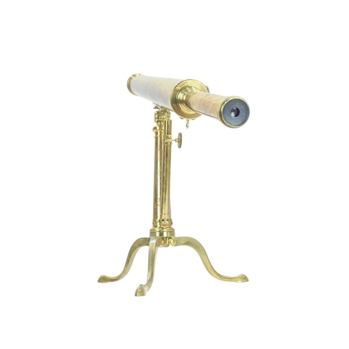 A late George III 2 inch brass refracting telescope on tripod stand ...