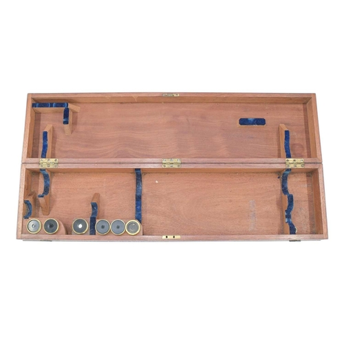 A late George III 2 inch brass refracting telescope on tripod stand ...