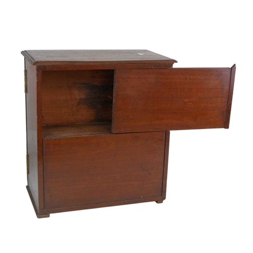 58 - A late George III mahogany apothecary cabinet. Fitted with a plain hinged door enclosing real and du... 