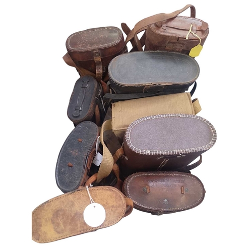 68 - A collection of eleven cased binoculars, including some military. Makers include Bino Prism No2 Mk3,... 