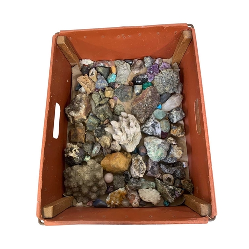 91 - A collection of assorted mineral and crystal specimens. Together with a glazed display case, height ... 