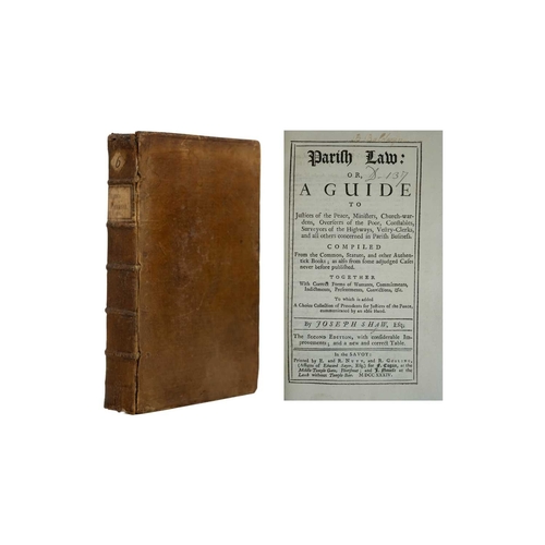 119 - (Law) Joseph Shaw Parish Law Or A Guide to Justices of the Peace 'Ministers, Church-Wardens, Oversee... 