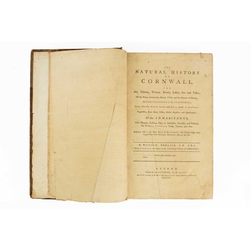 23 - (Cornwall) William Borlase The Natural History of Cornwall First edition, folio, contemporary mottle... 