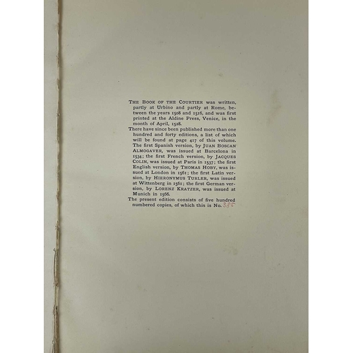 261 - (Limited Edition) Leonard Eckstein Opdyke (translated) The Book of the Courtier by Count Baldesar Ca... 