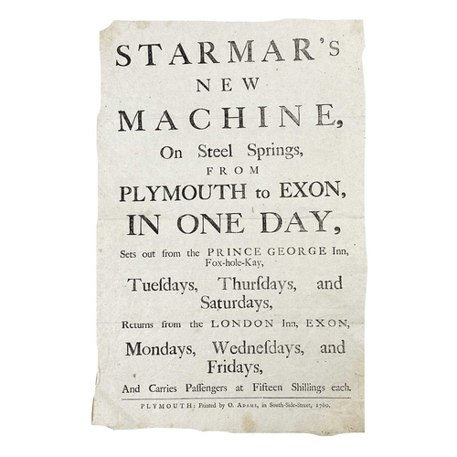 314 - (Early Stagecoach Broadside) O.[rion] Adams Printer Starmar's New Machine, On Steel Springs, From Pl... 