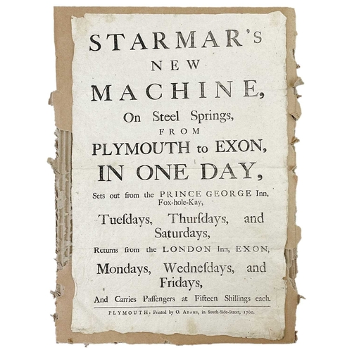 314 - (Early Stagecoach Broadside) O.[rion] Adams Printer Starmar's New Machine, On Steel Springs, From Pl... 