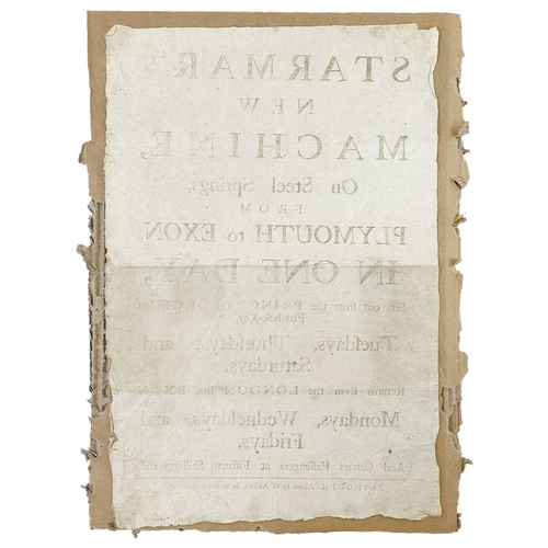 314 - (Early Stagecoach Broadside) O.[rion] Adams Printer Starmar's New Machine, On Steel Springs, From Pl... 