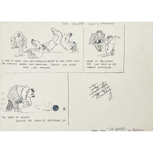 315 - (Early to mid 20th century Cartoons) Sixteen works Political and sporting, some copies, all ink on p... 