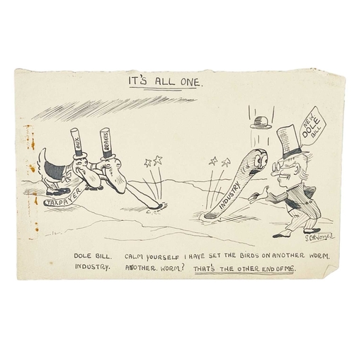 315 - (Early to mid 20th century Cartoons) Sixteen works Political and sporting, some copies, all ink on p... 