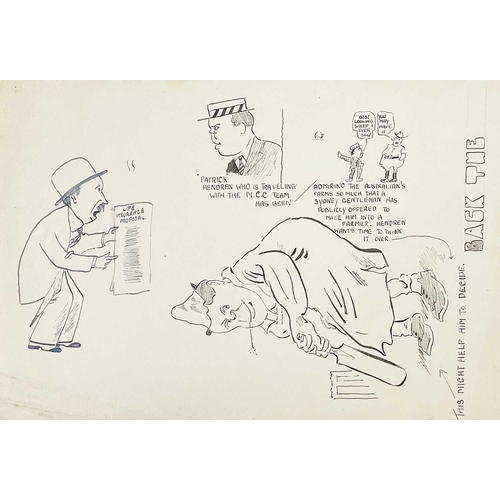315 - (Early to mid 20th century Cartoons) Sixteen works Political and sporting, some copies, all ink on p... 