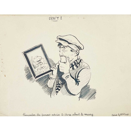 315 - (Early to mid 20th century Cartoons) Sixteen works Political and sporting, some copies, all ink on p... 