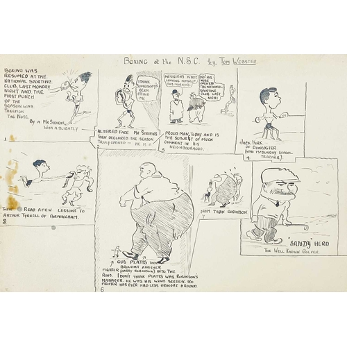 315 - (Early to mid 20th century Cartoons) Sixteen works Political and sporting, some copies, all ink on p... 