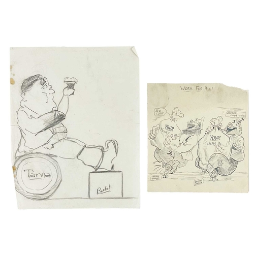 315 - (Early to mid 20th century Cartoons) Sixteen works Political and sporting, some copies, all ink on p... 