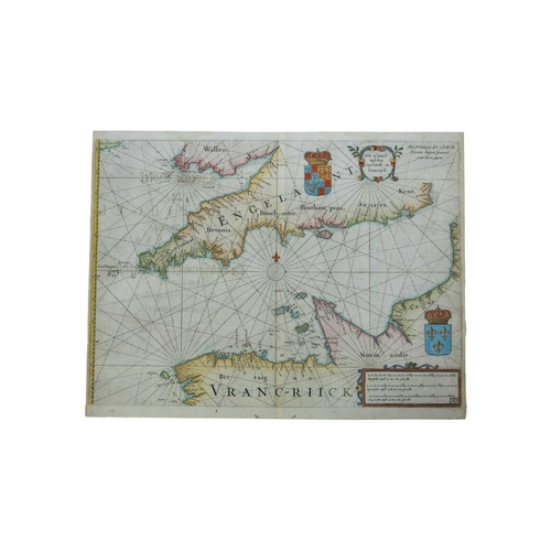 336 - (English Channel) Willem Janszoon Blaeu Het Canael tusschen Engelandt en Vranerijck Hand coloured co... 