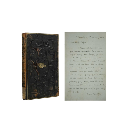 376 - (A.L.S John Ruskin) A Victorian memorial album 12mo, bound in full black calf, with repoussé decorat... 