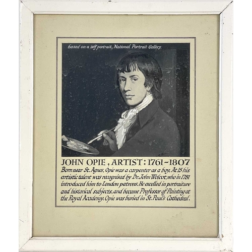 295 - (Cornwall) Leslie Caswell Illustrations. John Opie - Artist. Painting on board, framed and glazed, f... 