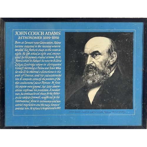 303 - (Cornwall) Leslie Caswell Illustrations. John Couch Adams - Astronomer. Painting on paper, framed an... 