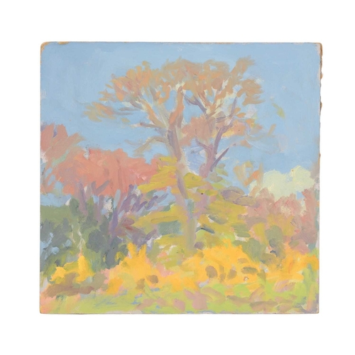 181 - § John HARVEY (1935-2023) Garden View Oil on board, studio stamp to verso, 26 x 29cm. Together with ... 