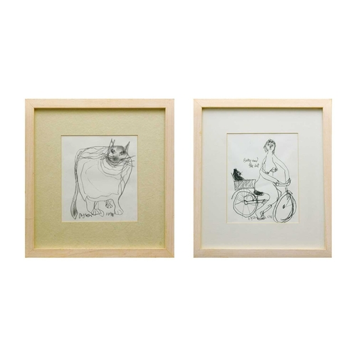 189 - § Julian DYSON (1936-2003) Betty and The Cat (1998) Charcoal on paper, signed, inscribed and dated '... 