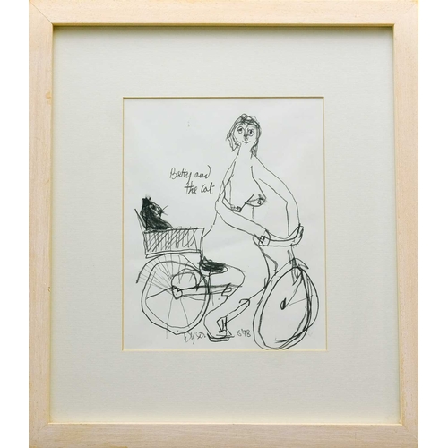 189 - § Julian DYSON (1936-2003) Betty and The Cat (1998) Charcoal on paper, signed, inscribed and dated '... 