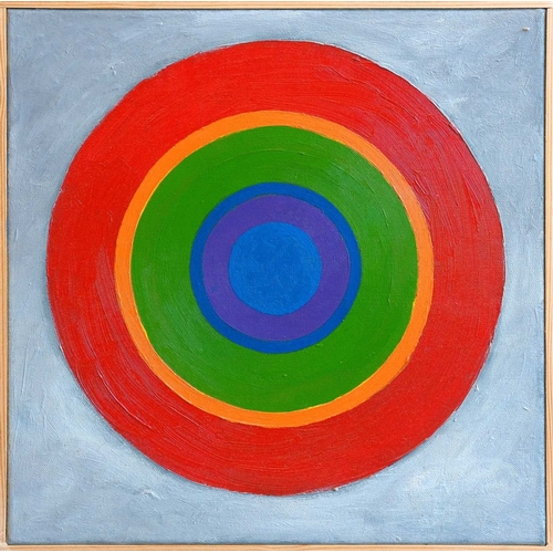 191 - § Ray HOPLEY (1948) Wide Red (2021) Oil on canvas, signed, titled and dated verso, 40cm x 40cm, fram... 