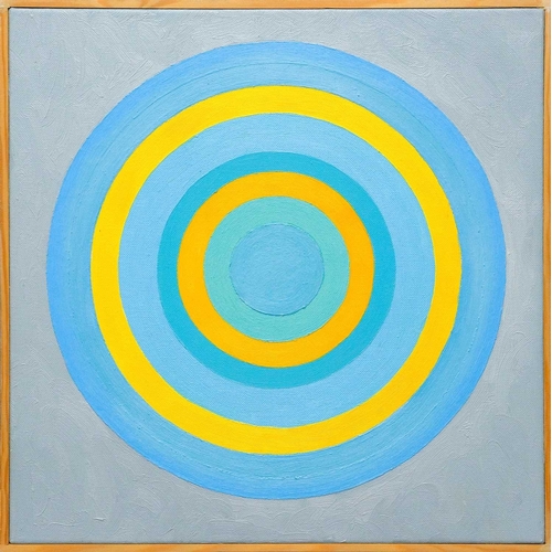 196 - § Ray HOPLEY (1948) Double Yellow (2021) Oil on canvas, signed, titled and dated verso, 40cm x 40cm,... 