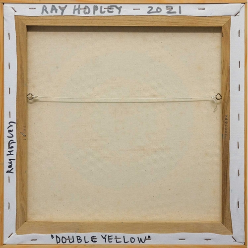196 - § Ray HOPLEY (1948) Double Yellow (2021) Oil on canvas, signed, titled and dated verso, 40cm x 40cm,... 
