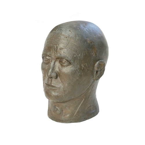 198 - § Ray HOPLEY (1948) Large Head I Bronze resin, artist's label to base, exhibited in 'Heads, Hands an... 