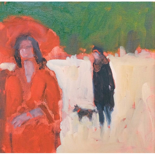 200 - § Colin ORCHARD (1935) A Winter's Walk Oil on canvas, signed to verso, 24 x 25cm, 40 x 39cm framed.