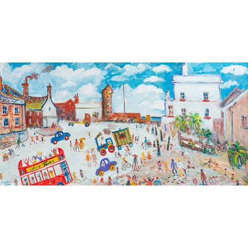 213 - § Simeon STAFFORD (1956) Marazion Oil on panel, signed, further signed and inscribed to verso, 59 x ... 