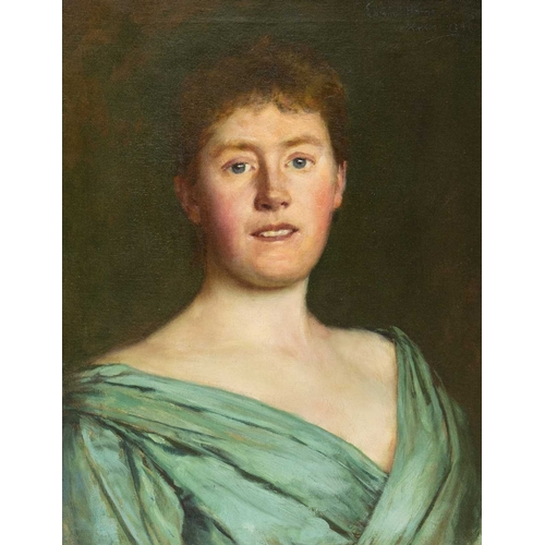214 - Edwin HARRIS (1855-1906) Portrait of a Lady Oil on canvas, signed and dated 'Xmas 1894', 49 x 39cm, ... 