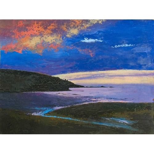 221 - § David BEER (1943) Evening, West Penwith Oil on board, monogrammed, 25 x 34cm, 31 x 40cm framed.