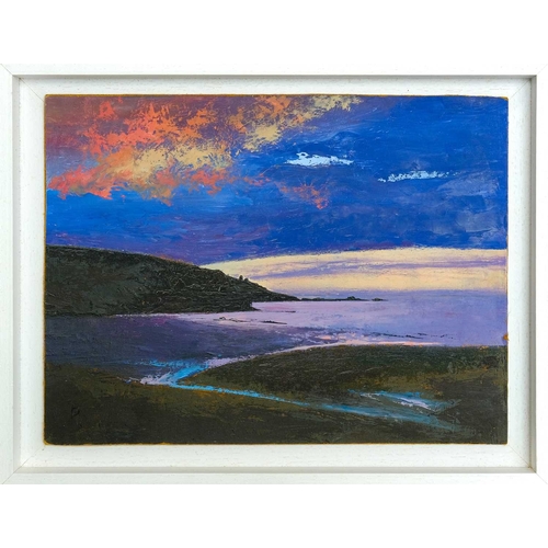 221 - § David BEER (1943) Evening, West Penwith Oil on board, monogrammed, 25 x 34cm, 31 x 40cm framed.