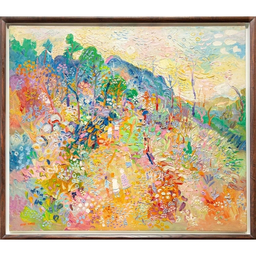 250 - § Fred YATES (1922-2008) Hillside in Bloom Oil on canvas, signed, 96 x 111cm, 105 x 121cm framed. Bo... 