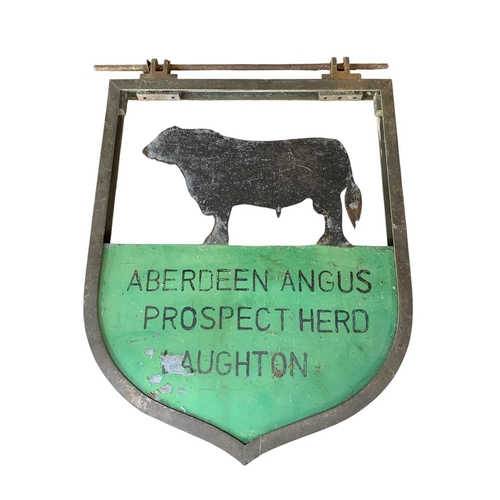 185 - An Aberdeen Angus advertising sign. Cast metal 'Aberdeen Angus Prospect Herd' Laughton double-sided ... 