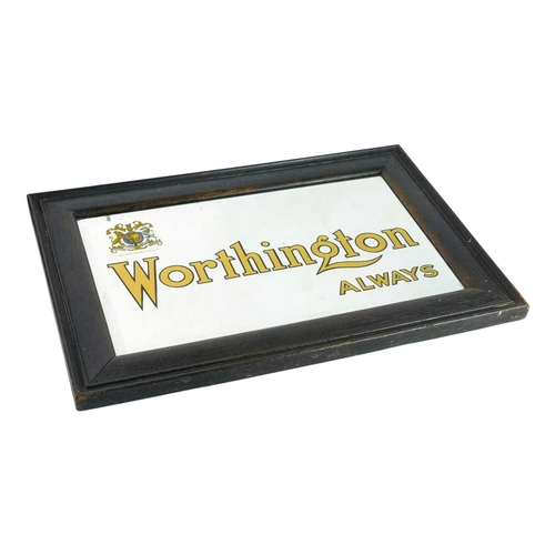 187 - A Worthington brewery advertising mirror. The rectangular bevel edge plate with the royal warrant, a... 