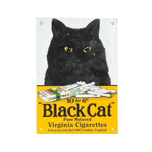 188 - A decorative enamel 'Black Cat' cigarette advertising sign. Circa 1970, Pure Matured Virginia Cigare... 