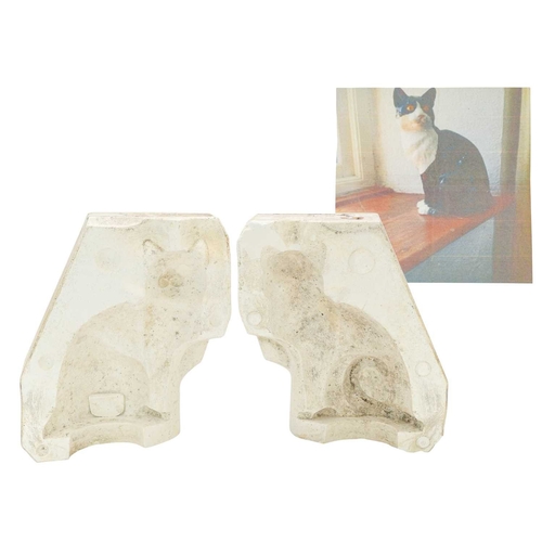 189 - A plaster mould for a pottery sitting cat. Formed in two sections, each piece numbered 1858, height ... 