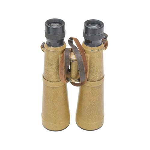 192 - German Dienstglas 10x50 tropical binoculars. With a tan applied finish marked bmj and numbered, cont... 