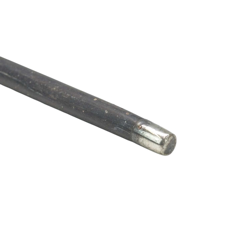209 - An ebony long swagger stick. Banded in hallmarked silver, with rubbed markings, inscribed 'H.K. Boyl... 