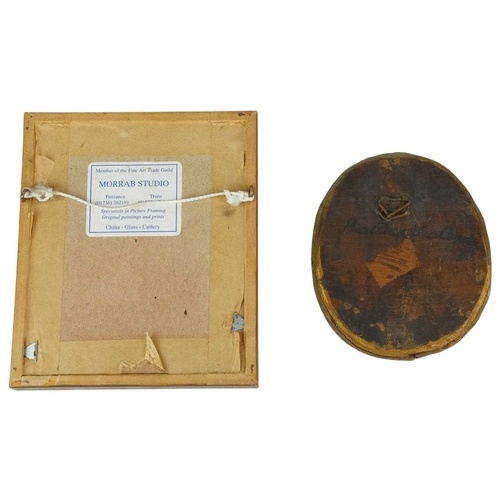 225 - A 19th century miniature portrait of Beatrice. Within a matt gilt mount, 10cm x 8cm, together with a... 