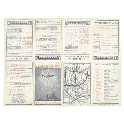 228 - Pocket London Underground Map, 1912. A very good folded London Underground map. The map has numerous... 