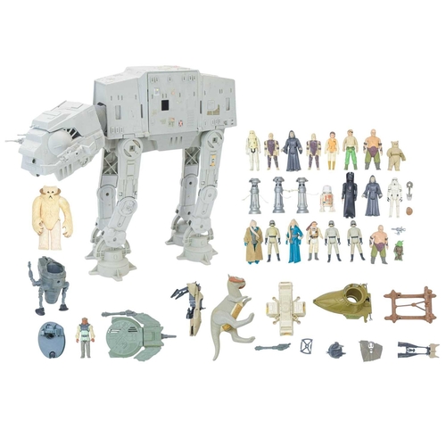 236 - Star Wars figures and an AT-AT vehicle. Plastic AT-AT by Kenner products 1981, height 48cm, with var... 