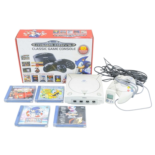 241 - SEGA consoles and games. SEGA Dreamcast console and four games; 'Sonic Adventure', 'Jetset Radio', '... 
