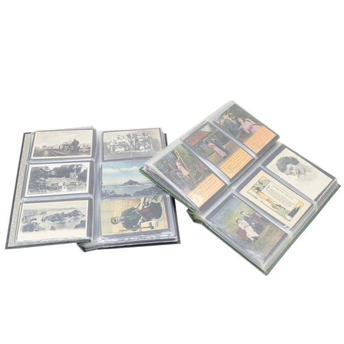 249 - 600 plus miscellaneous postcards. Lot comprises of two shoe boxes and two albums of cards, many sort... 