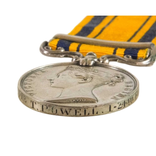 274 - A South Africa Medal 1877-1879, with 1879 clasp. Awarded to 1602, Pte T. Powell 1-24th foot, (Privat... 