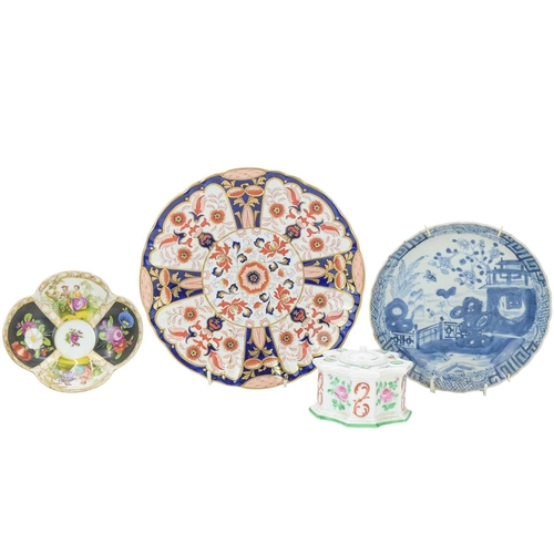 593 - A tray of mixed ceramics. Including a German porcelain chocolate cup and saucer, a Burleigh ware dra... 