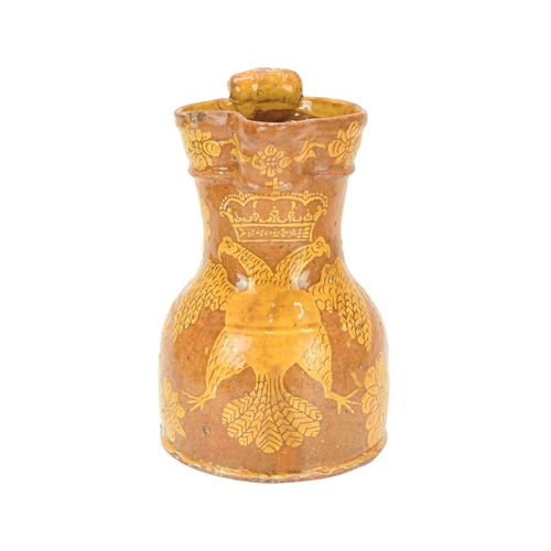 594 - A good North Devon slipware harvest jug, probably Barnstaple. Circa 1770, of unusual form, decorated... 